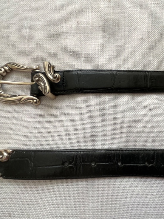 Brighton Leather Belt Black Aligator Western Silver Hardware Vintage 26”-32” main image 8
